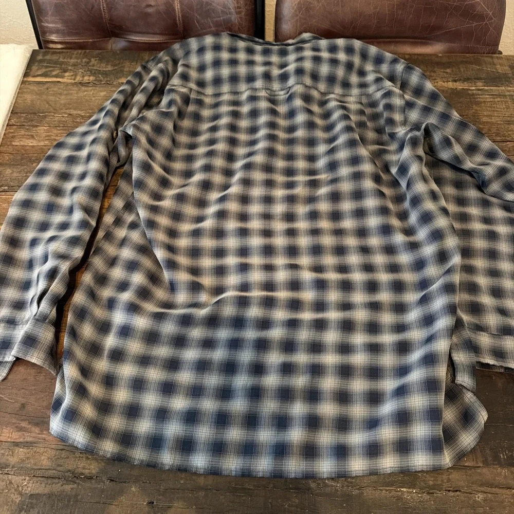The North Face Shirt Men's Large Blue Plaid Modal Hiking Outdoor Pocket!